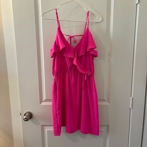 Japna Hot Pink Mini Ruffle Dress, size L